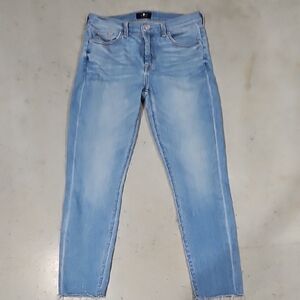 7 For All Mankind Sky Blue Cropped Jeans